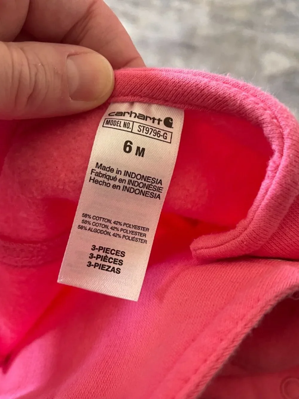 Carhartt Baby Girl 6 Month 6M Pink Knit Cotton Bib Overalls Snaps